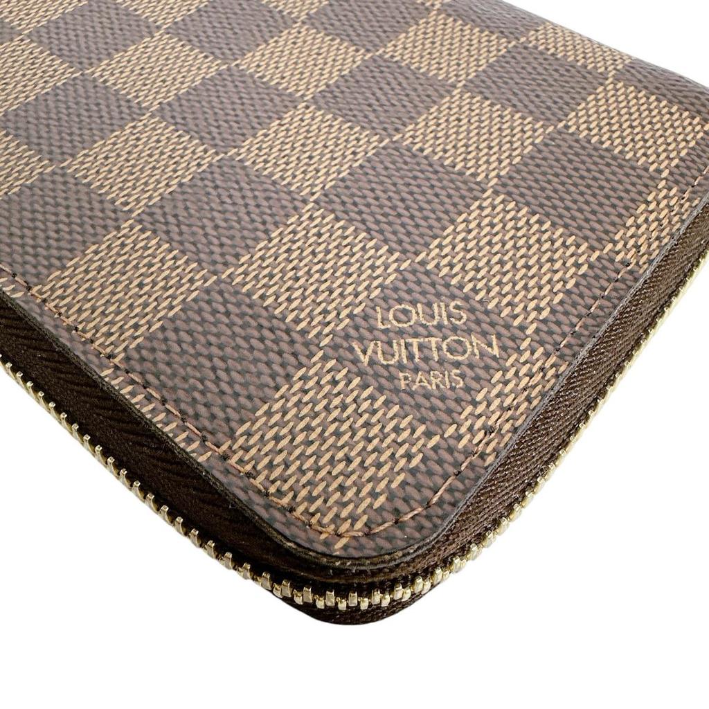 Louis Vuitton Damier Zippy Wallet N60015 Long Wallet Purse Zip Around Ebene Used