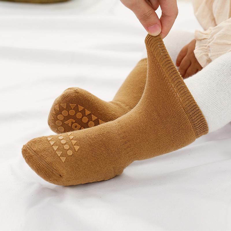 Thickened Kids Floor Socks Toddler Baby Boys Girls Pure Color Warm Non-Slip Socks Newborn Casual Cotton Socks 0-3 Y Winter New