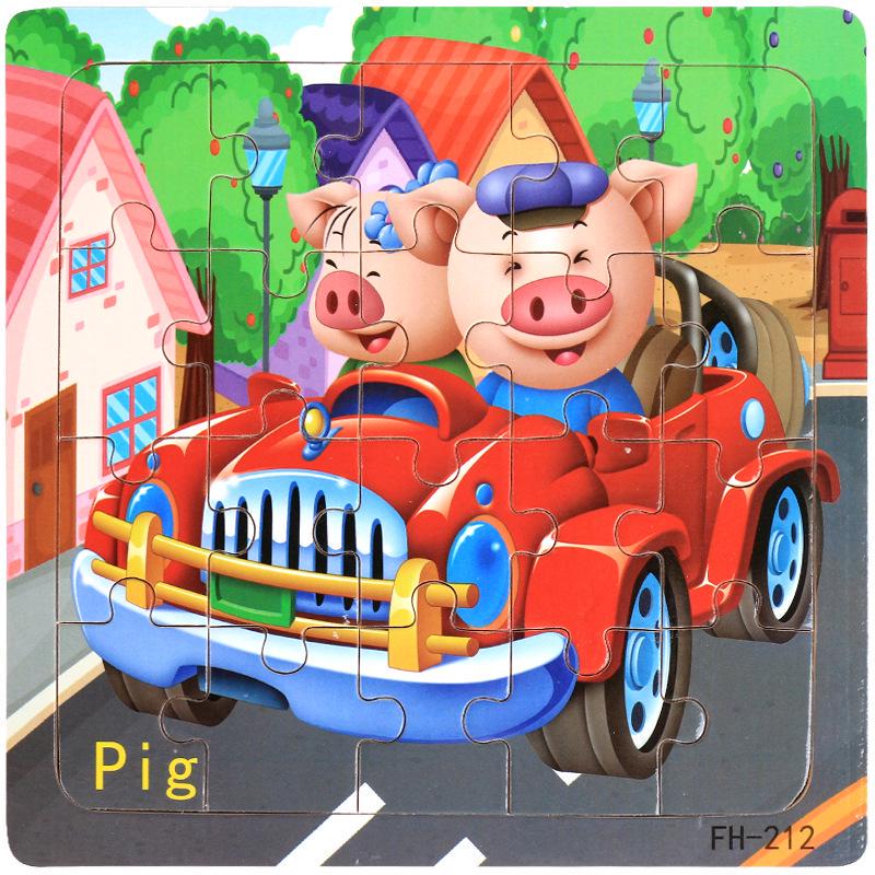 20-Piece Wooden Kids' Puzzle Board - Cartoon Animals