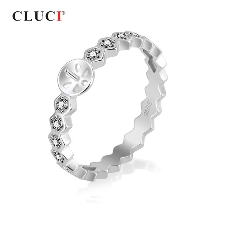 

CLUCI Silver 925 Fashion Zircon Women Rings for Party Real 925 Sterling Silver Pearl Ring Mounting Rings Fine Jewelry SR1069SB 6