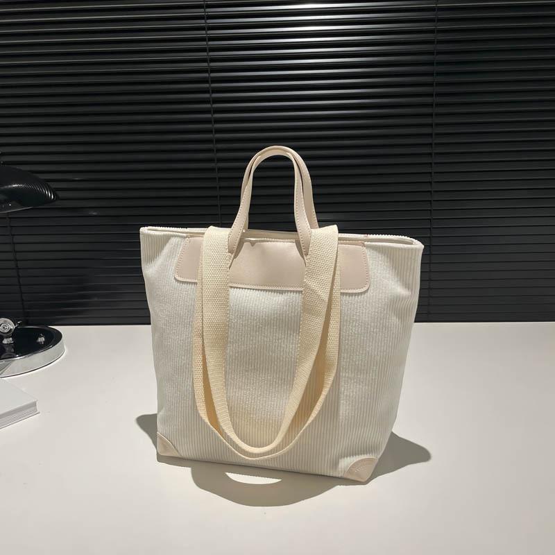 Stylish Vintage Large Capacity Tote Bag For Women With Trendy Corduroy Fabric