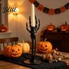 Spooky Candle Holder Halloween Skeleton Holder Gothic Resin Hand Black And Standing Candlestick