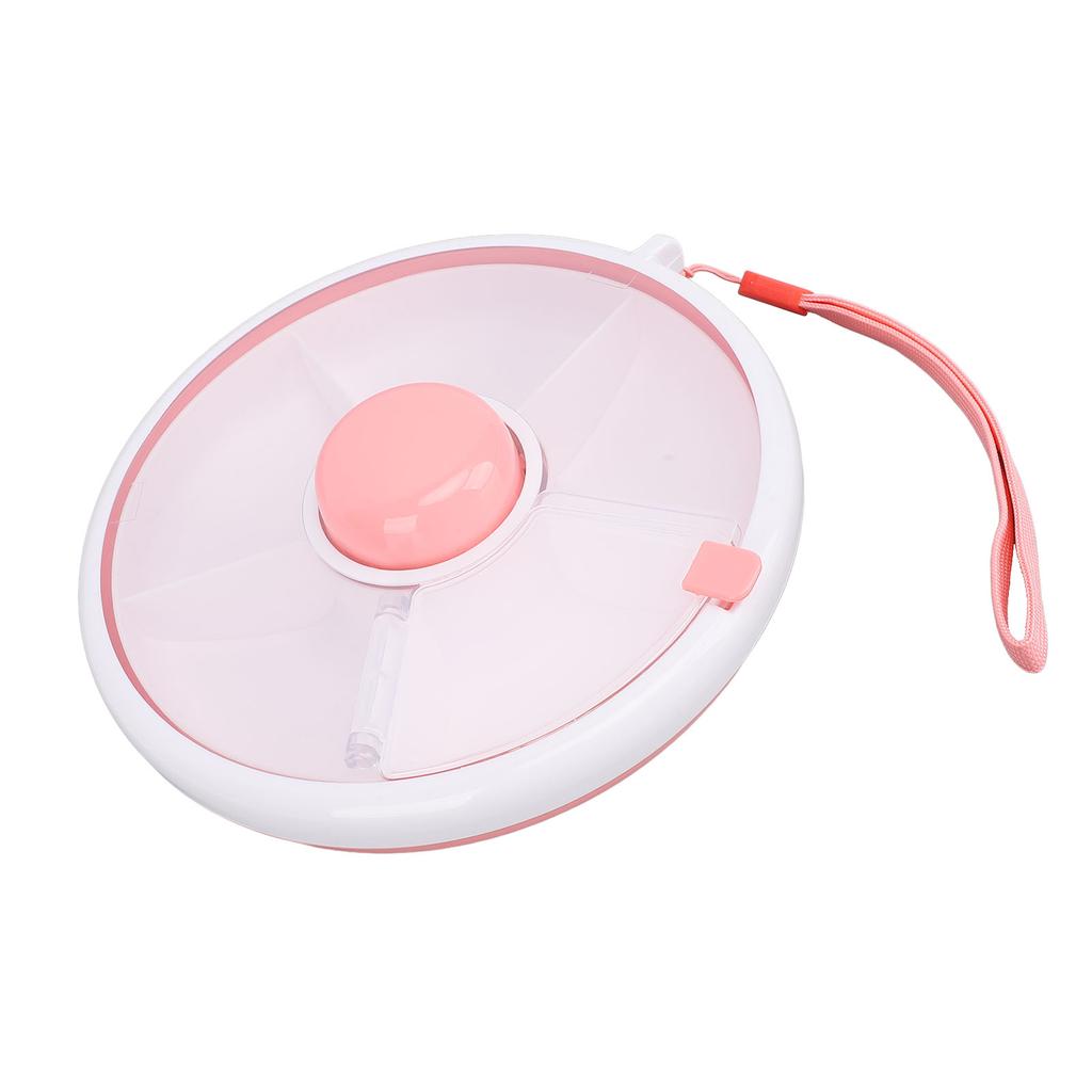 Snack Rotating Container with Lid 5 Compartment Dispenser Leakproof Spill Proof Sealing Kids Fruit