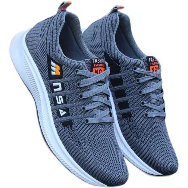 Men's shoes autumn breathable sports shoes men's trend fly-woven mesh shoes deodorant running shoes casual shoes non-slip shoes