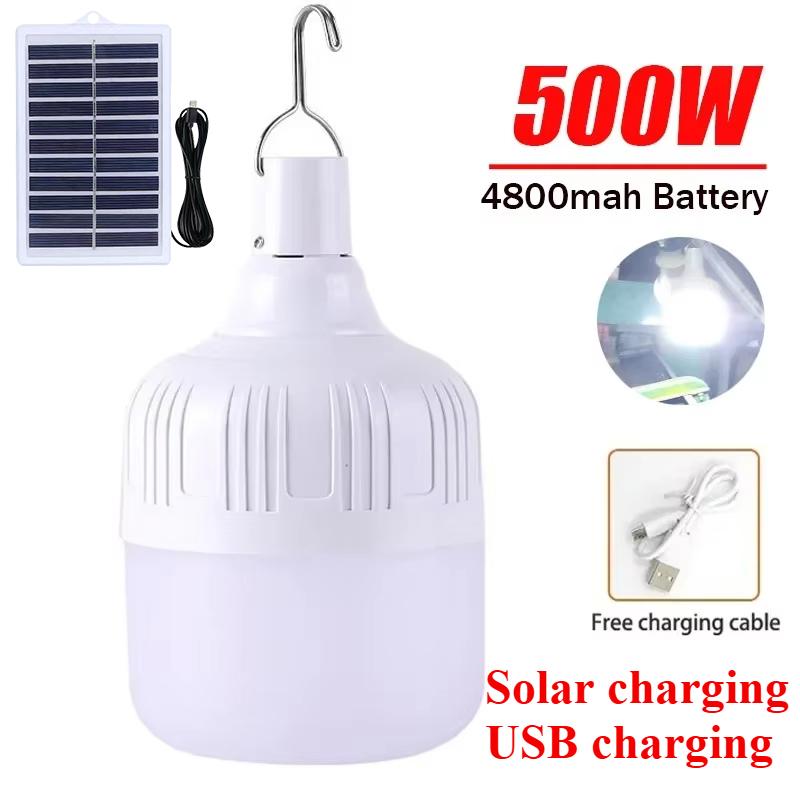 100-500W Rechargeable Portable LED Emergency Lights Outdoor Portable Lanterns Hanging Camping Energy Saving Bulb for Garden Tent