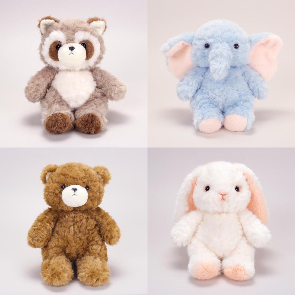Elephant Raccoon Rabbit Bear Plush Animal Toy With Polyester Fiber Filling For Kids Sleep Aid