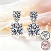 925 Sterling Silver Drop Moissanite Earrings 2ct D Color VVS1 Round Moissanite Dangle Earrings Pass Diamond Tester for Women