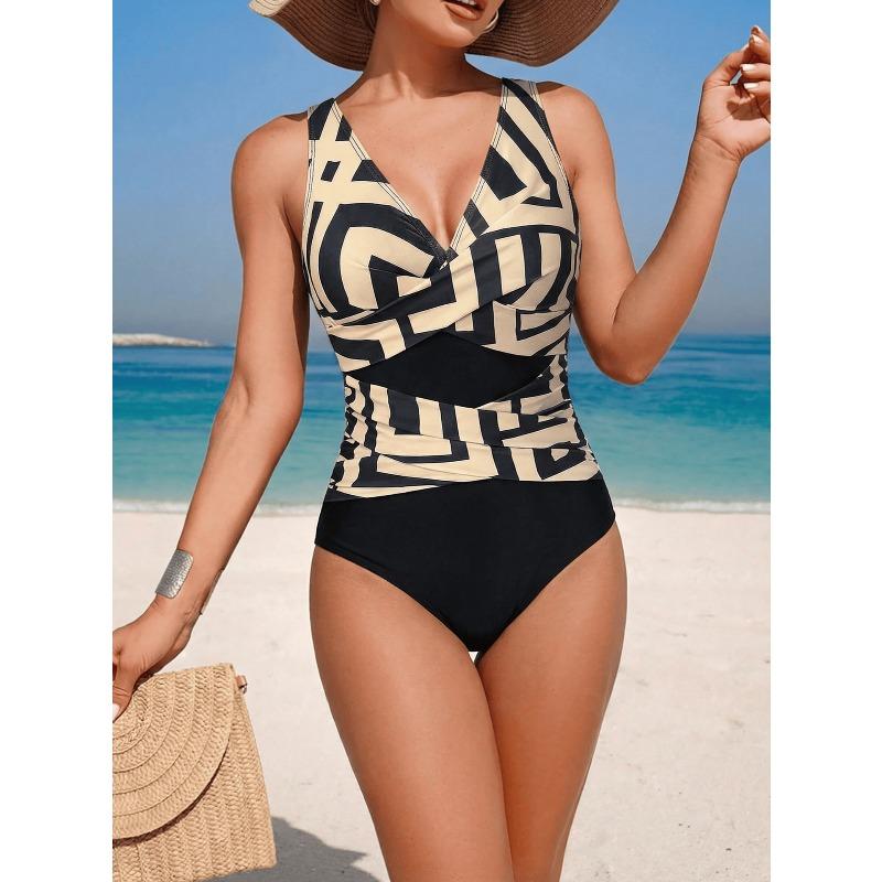 2026 European and American New Bikini Swimsuit Women's Color Matching To Cover The Belly and Show Thinness One-piece Bikini Swimsuit