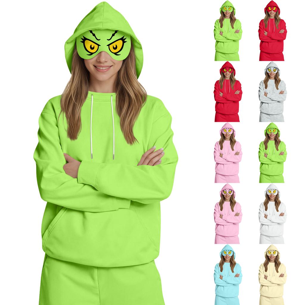 Damemote Lett langermet genser for kvinner med lommer Preppy grafisk hettegenser