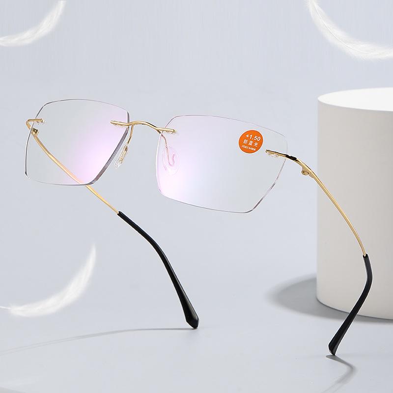 Ultra-Light Frameless HD Reading Glasses with Anti-Blue Light for Middle-Aged & Elderly