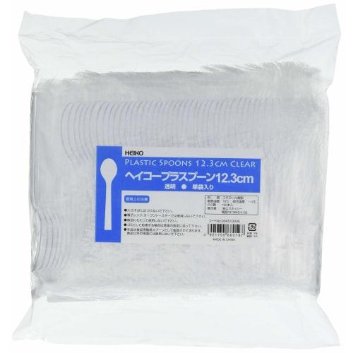 Shimojima Heiko Spoons, Plastic, Clear, 12.3cm, Individually Wrapped, 100 Spoons, 004513005