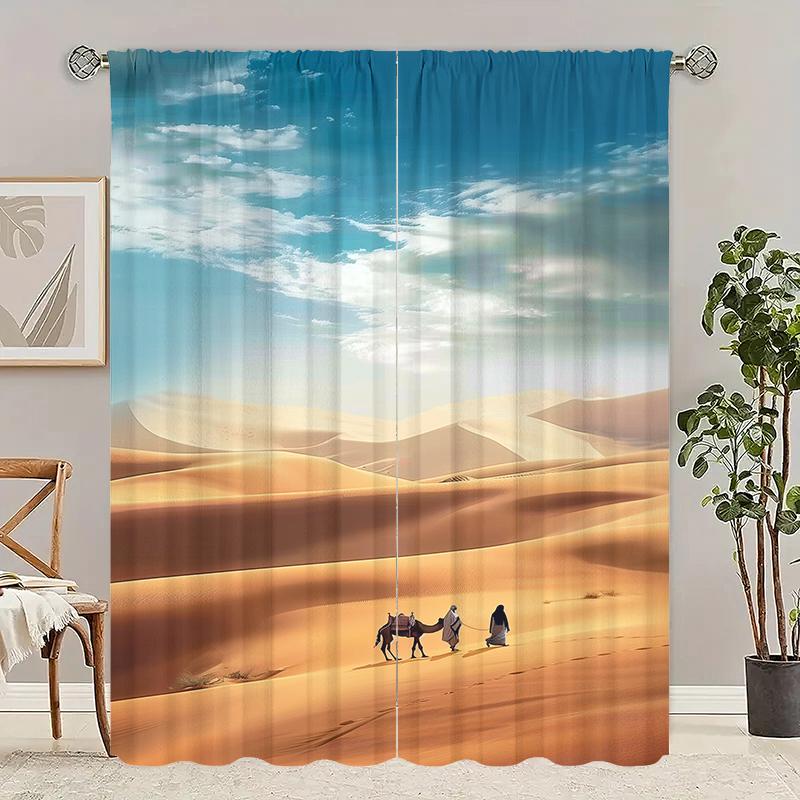 Outdoor Landscape Printed Curtain Polyester Suitable Home Decoration Excluding Poles Set Of 2 Artistic Made Washable