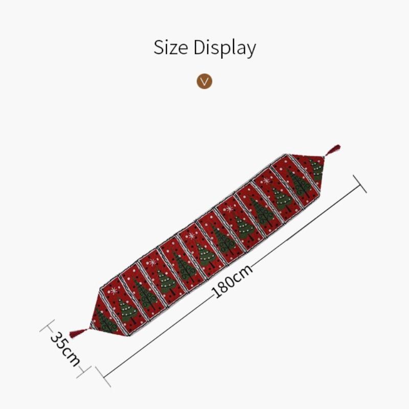 Christmas Table Runner Xmas Printed Tassel Decor Tablecloth Fabric Table Flag for Dining Table Coffee Table Home Kitchen Decor