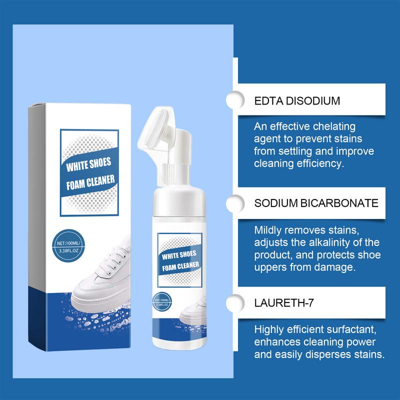 100ML Weißer Schuhreiniger Schaum Wildleder Lammfell Mattes Leder Schuhe Lederreiniger Politur Reinigungswerkzeug Sneaker Pflege Für Weiße Schuhe