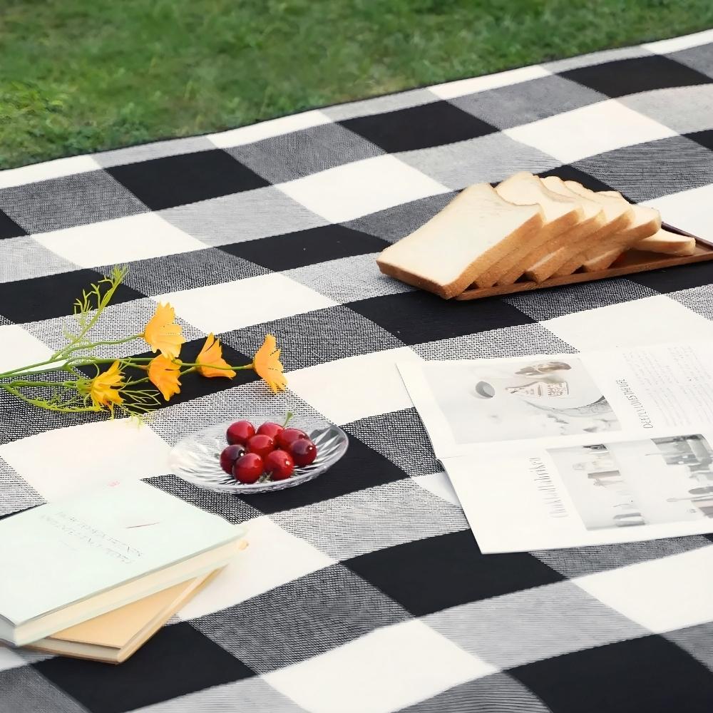 Beach picnic blanket mat with insulation waterproof 200x200cm mat xxl checkered