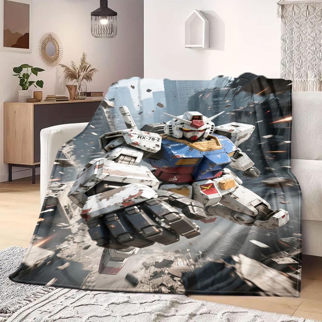 Gundam Anime Poster Flannel Blanket Warm,Comfortable,Suitable for Bedrooms,Sofas,Beds,Chairs,Picnics,Travel