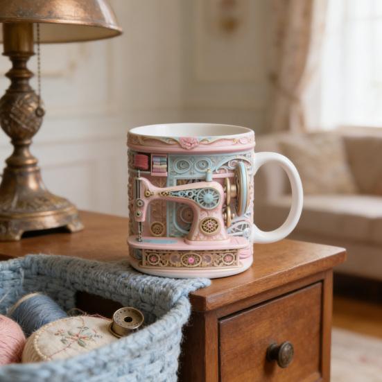 Háčkovaný hrnek Personalizovaný keramický hrnek na kávu Design s háčky a háčkovacími pomůckami Hrnek pro pletařky Dárek pro háčkující maminky Babičku Manželku Dceru