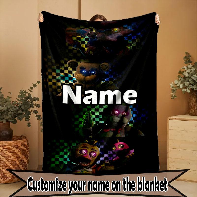 Custom Name Personalized Five Nights at Freddy's Print Blanket, Home Decor, Bedroom, Sofa, Camping, Couch, Gifts for Birthday Christmas