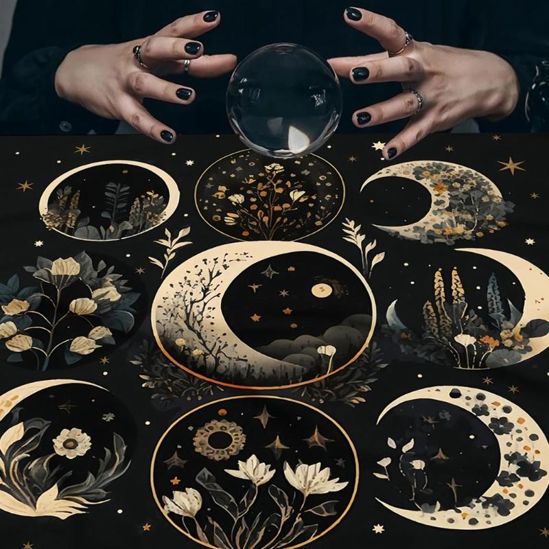 Moon Flower Pattern Astrology Tablecloth Tarot Divinations Tablecloth Altars Cloth Divinations Board Game Accessory