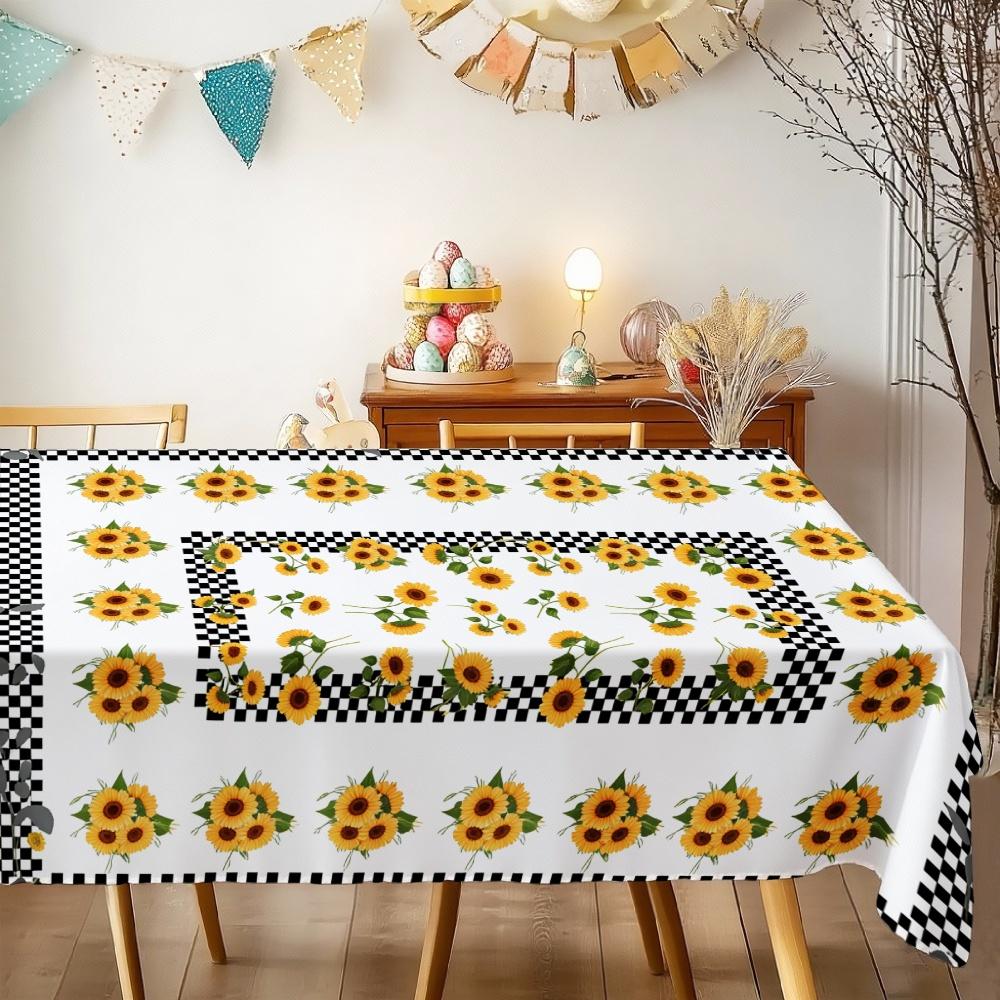 Sunflower Pattern Rectangle Table Cloth for Table Decor Kitchen Dining Waterproof Reusable Tablecloth for Tables Party Picnic