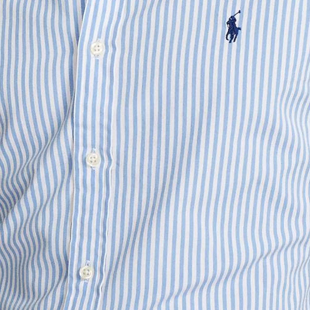 Polo Ralph Lauren Ss24 Striped Pony Logo Embroidered Poplin Long Sleeve Shirt Men Shirts Light-Blue MNPOWOV16821397-400