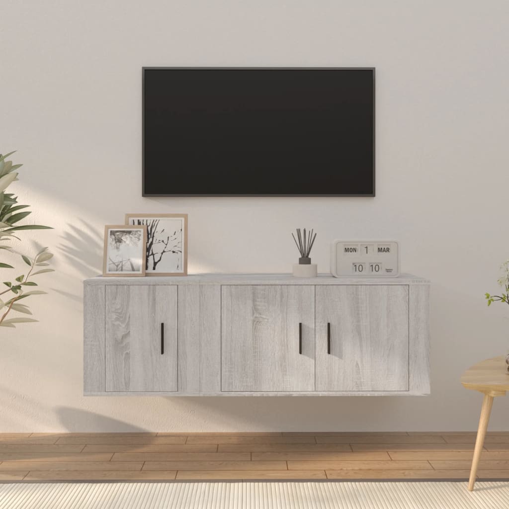 2 Piece TV Cabinet Set Grey Sonoma Particleboard
