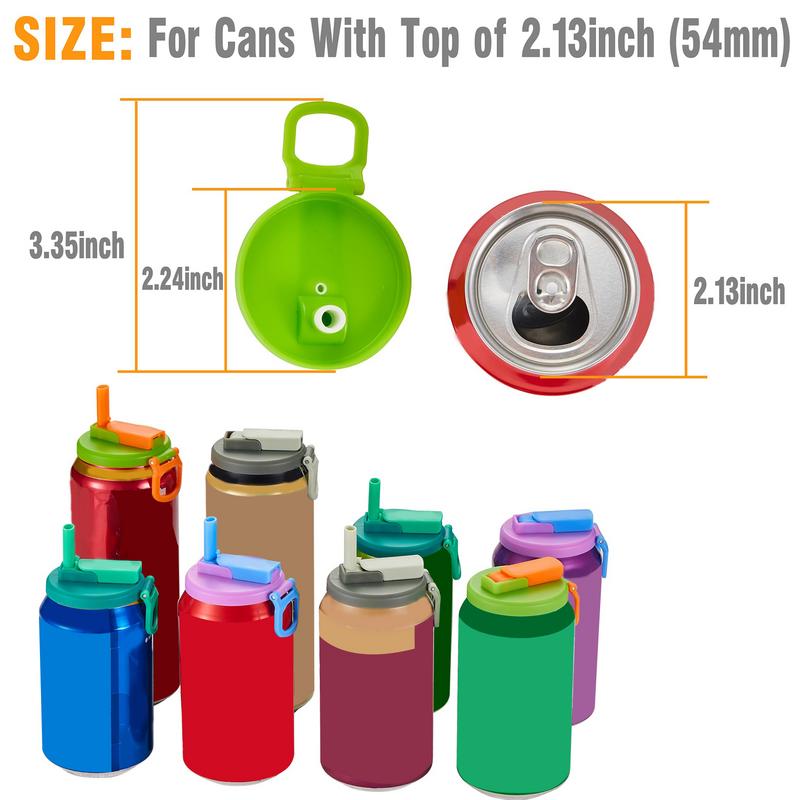 Soda Lid Cover Soda Caps Set Reusable Silicone Soda Lids With Straws Covers For Standard Beverage Cans Jar For Picnics