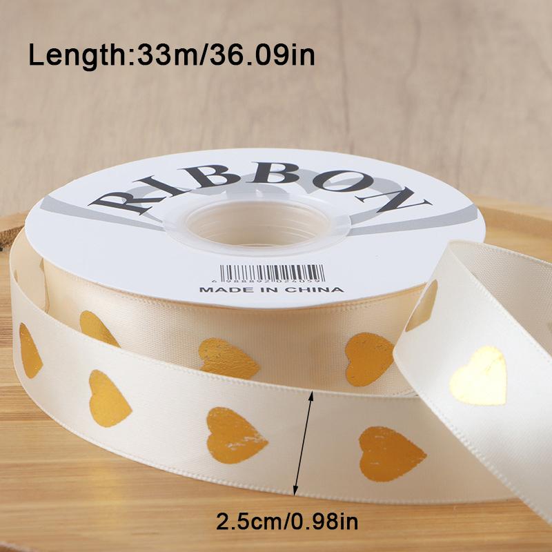 36  Yard Ribbon Gift 2.5CM Easy-to-Tie Heart Length-Sufficient Polyester Fade-Resistant Premium DIY-Friendly Foil-Stamped Durable