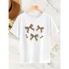 European Size Women's Bow T-Shirt, Leopard Print Bow Pattern Short-sleeved Shirt, Round Neck Design, Fashionable and Trendy Wear, Spring and Summer