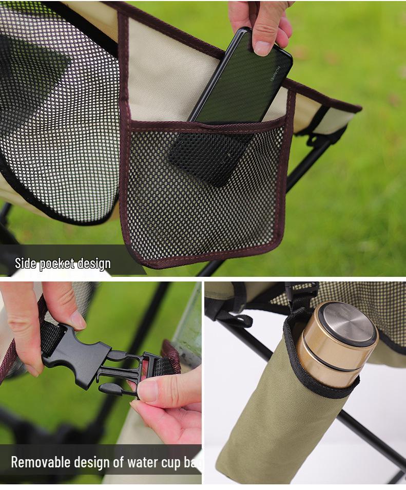 7075 Moon Chair Recliner: Outdoor Folding Chair with Pillow & Convenient Cup Holder, Available In Three Colors