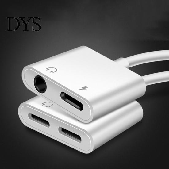 2 in 1 Dual-Port 3.5mm Jack Headphone Adapter Charge Cable for iPhone X/8/7