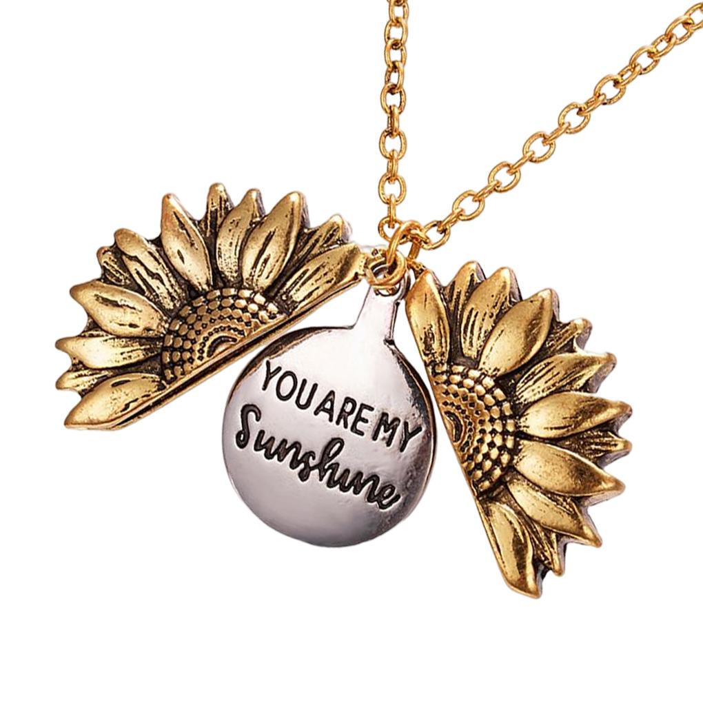 

Sunflower Necklace Supplies Floral Applicable Letter Decor Pendent Chic Widely Shaped Exquisite Jewelry Double-Layer Girl silver