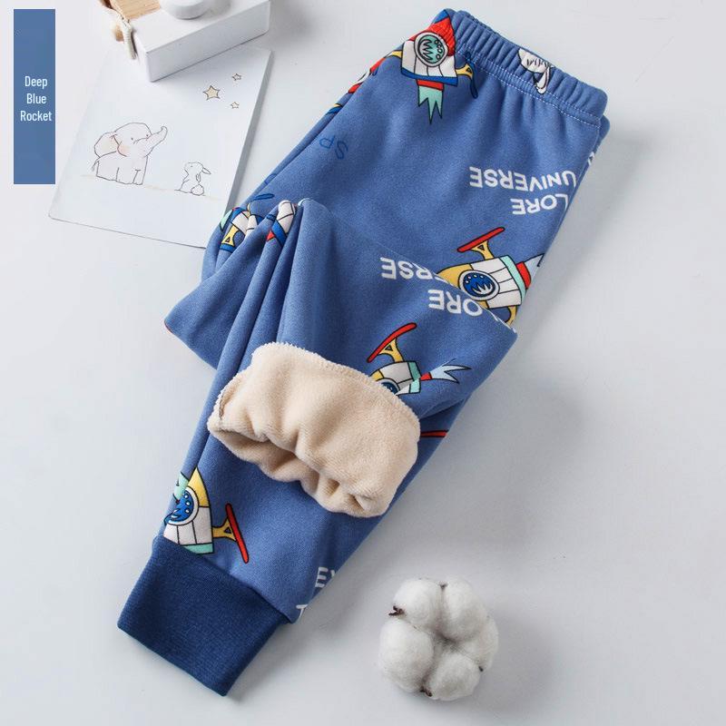Kids' Fleece-Lined Winter Pants - Thick Base Layer for Boys & Girls, Cozy Sleepwear, Ankle-Cuff Design