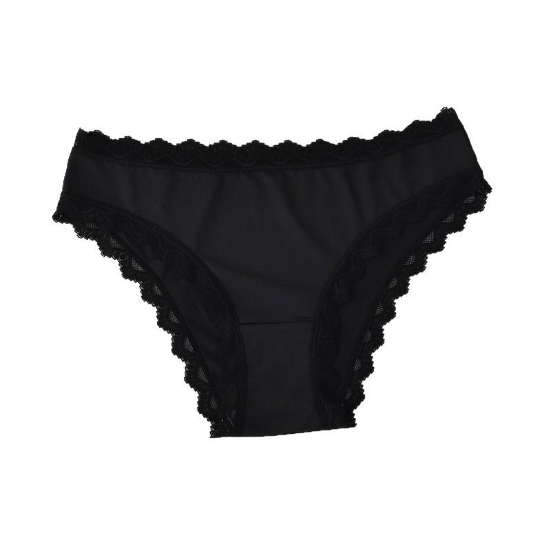 Ladies Summer Sexy Lace Lace Black No Trace Breathable Comfortable Mid Waist Triangle Briefs S чёрный