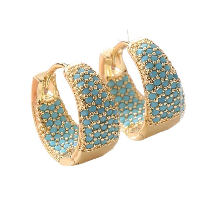 Kolorowe Cyrkoniowe Geometryczne Kolczyki Nausznice Trójkątne - Lekki Luksus, Wykwintna Biżuteria Modowa