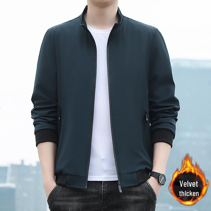 Herren Herbst Stehkragen Jacke: Lockere Passform, Lässige Oberbekleidung für reife & ältere Menschen