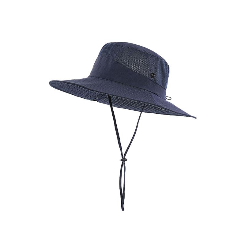 Quick Drying Summer Men'S Bucket Hat Outdoor Uv Protection Wide Border Panama Safari Hunting Hiking Hat Mesh Fisherman'S Hat