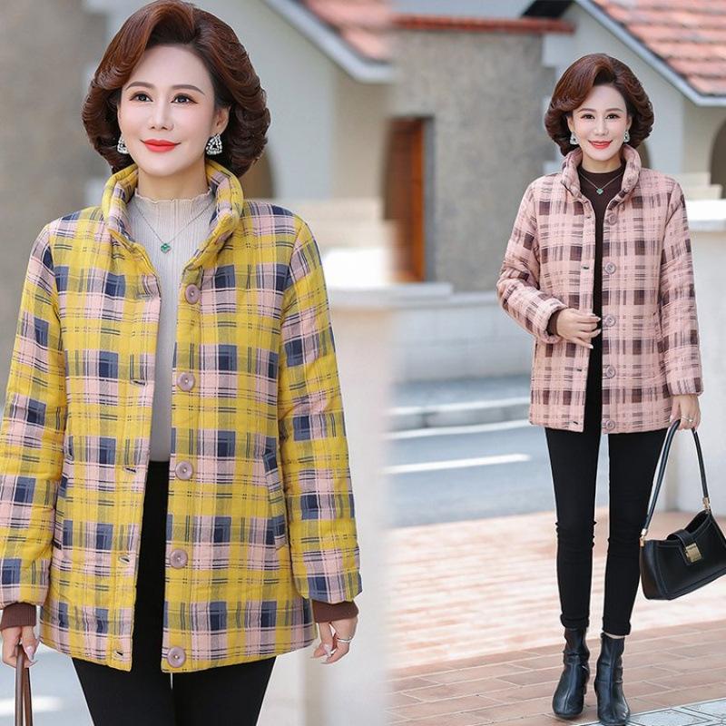 Women's autumn and winter clothes plaid velvet and cotton warm cotton-padded clothes stand-up collar thickened cotton-padded jacket women