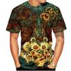 Van Gogh Art T-shirt Flower 3D Printing Men's and Women's Street Wear Short Sleeve T-shirt Clothing