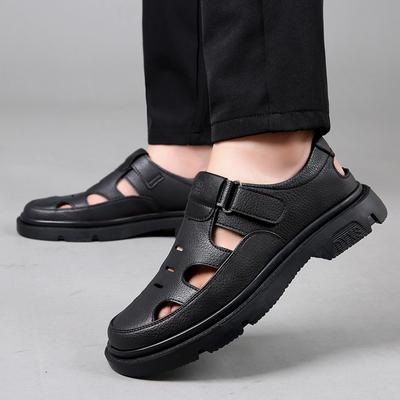 Mode 2024Neu Sommer Hohe Qualität Herren Hohle Ledersandalen Strand Outdoor Sandalen Mann Weiches Leder Freizeitschuh Übergröße 37-48