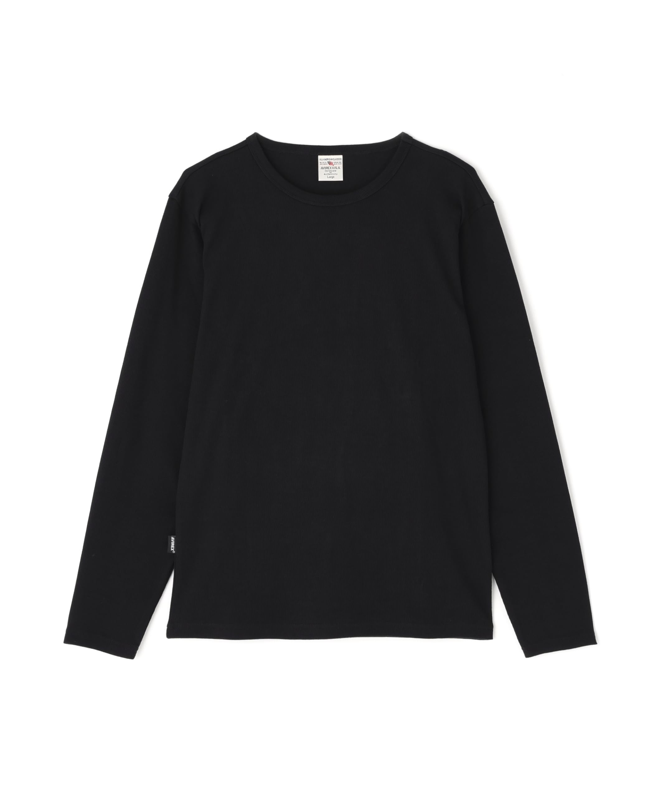 Avirex Daily Rib Crewneck Tee and Size Black (Antibacterial Odor-Resistant), Men s Large, 6153481,