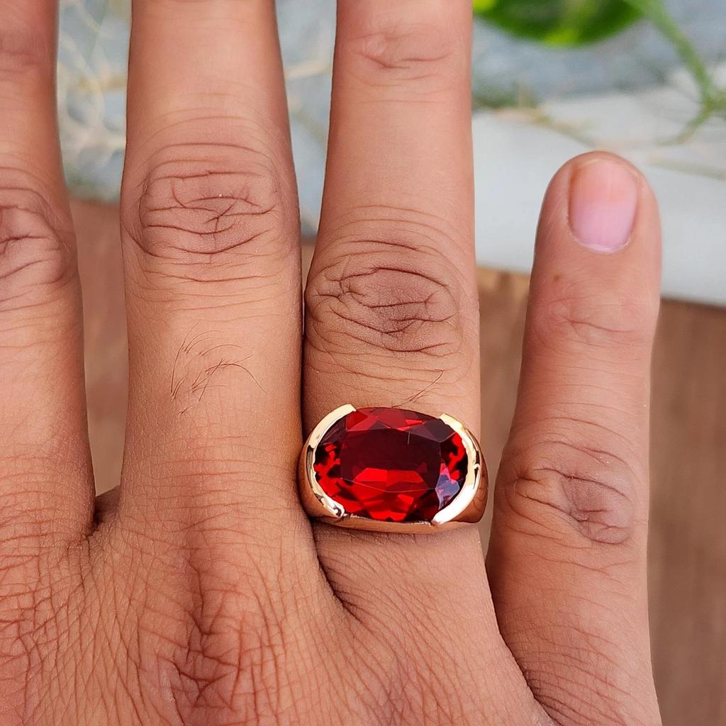 Cushion Red Garnet Sterling Silver Rose Gold Fill Ring Jewelry, Hanamde Garnet Ring Jewelry