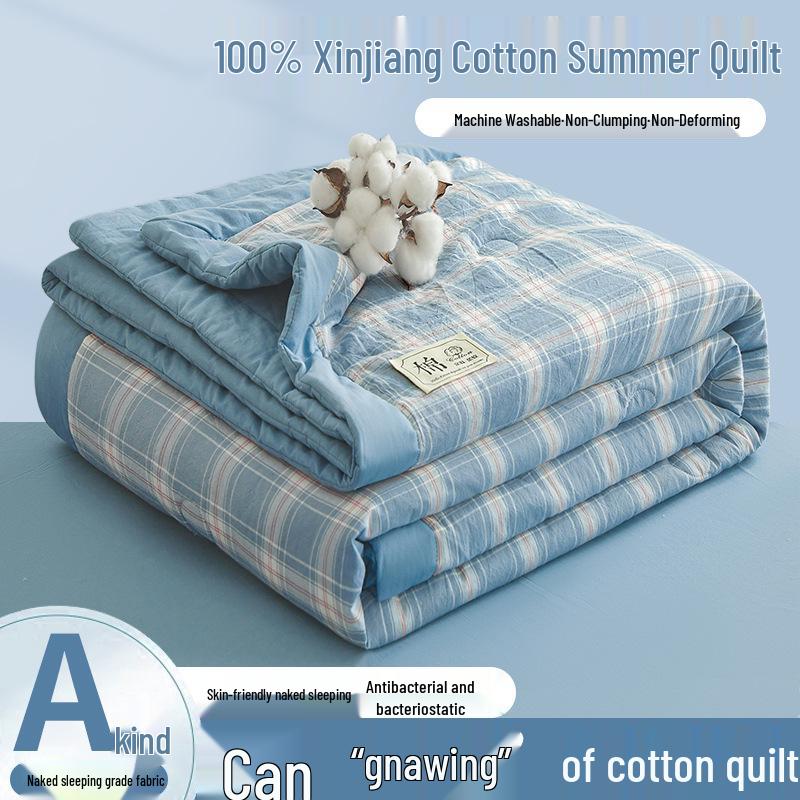 Class A Xinjiang Cotton Summer Quilt - Pure Cotton Filling, Washable, Ideal for Dorms & Single Beds
