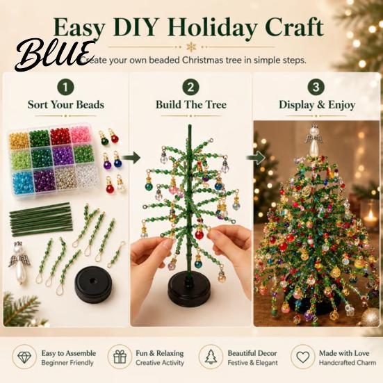 Artistic Bead Work LED Lights Tree Kit Beaded Christmas Sets DIY Handmade with Ornament Making
