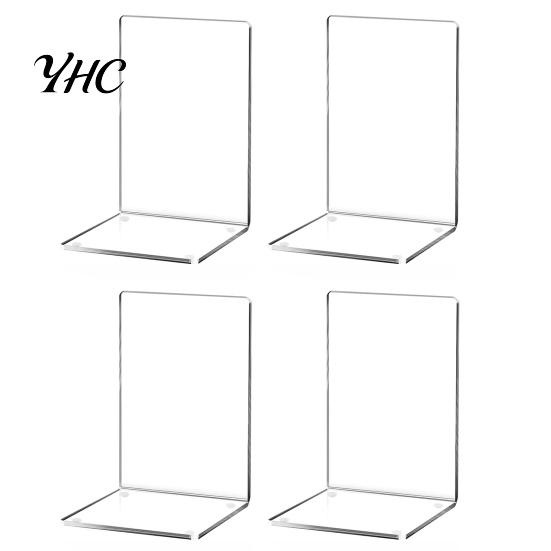 L-shaped Bookend 4Pcs Book End Transparent Acrylic Bookends Smooth Surface Stand L-Shaped Storage Rack for Home School