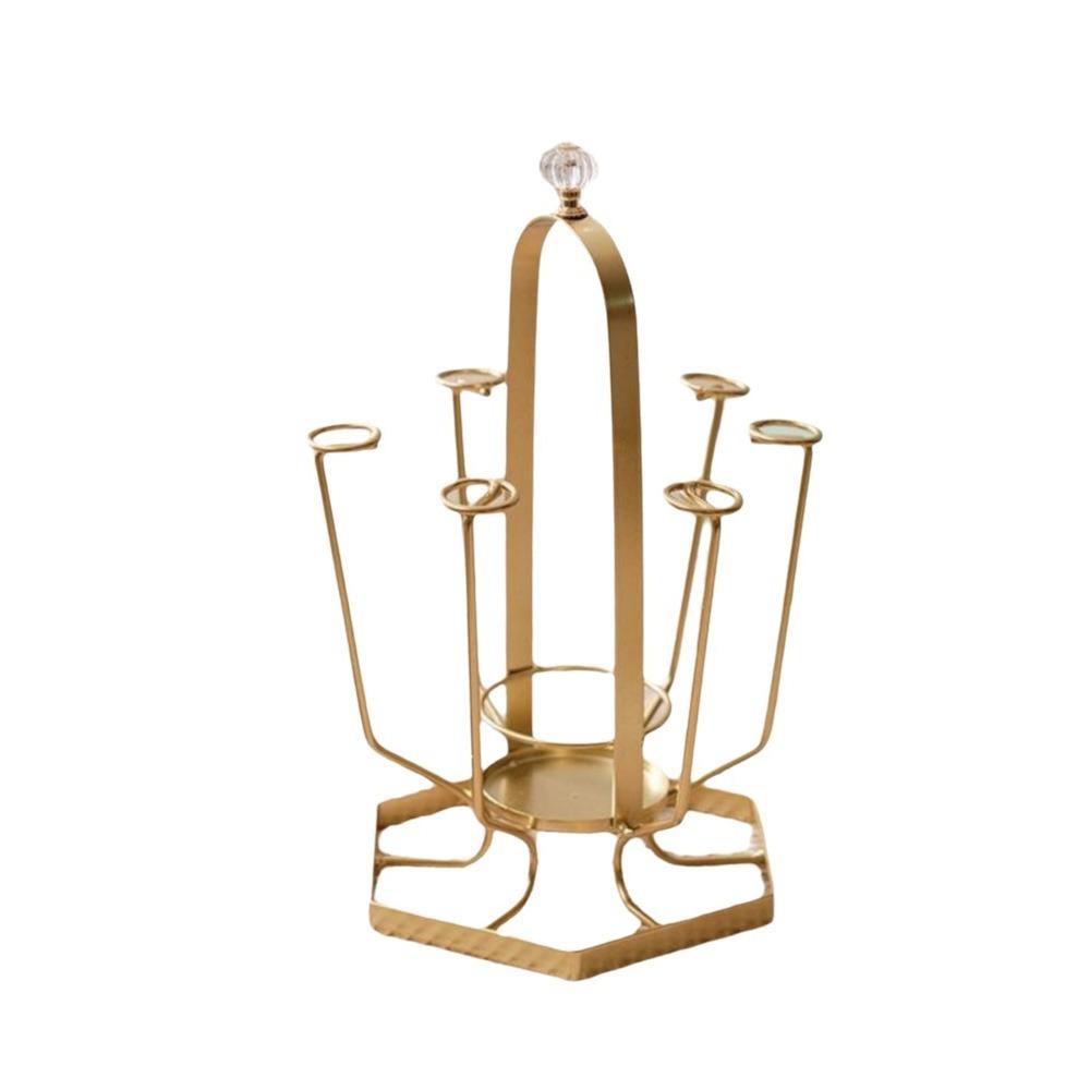 Iron Water Cup Drying Rack Gold/Black Glass Cup Drain Holder Durable Tea Cup Holder for Home