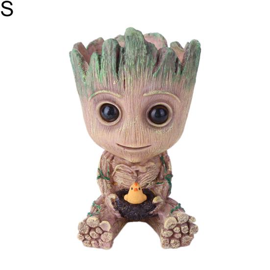 Lovely Handmade Carved Baby Groot Flower Pot Pen Holder Birthday Gift Home Decor