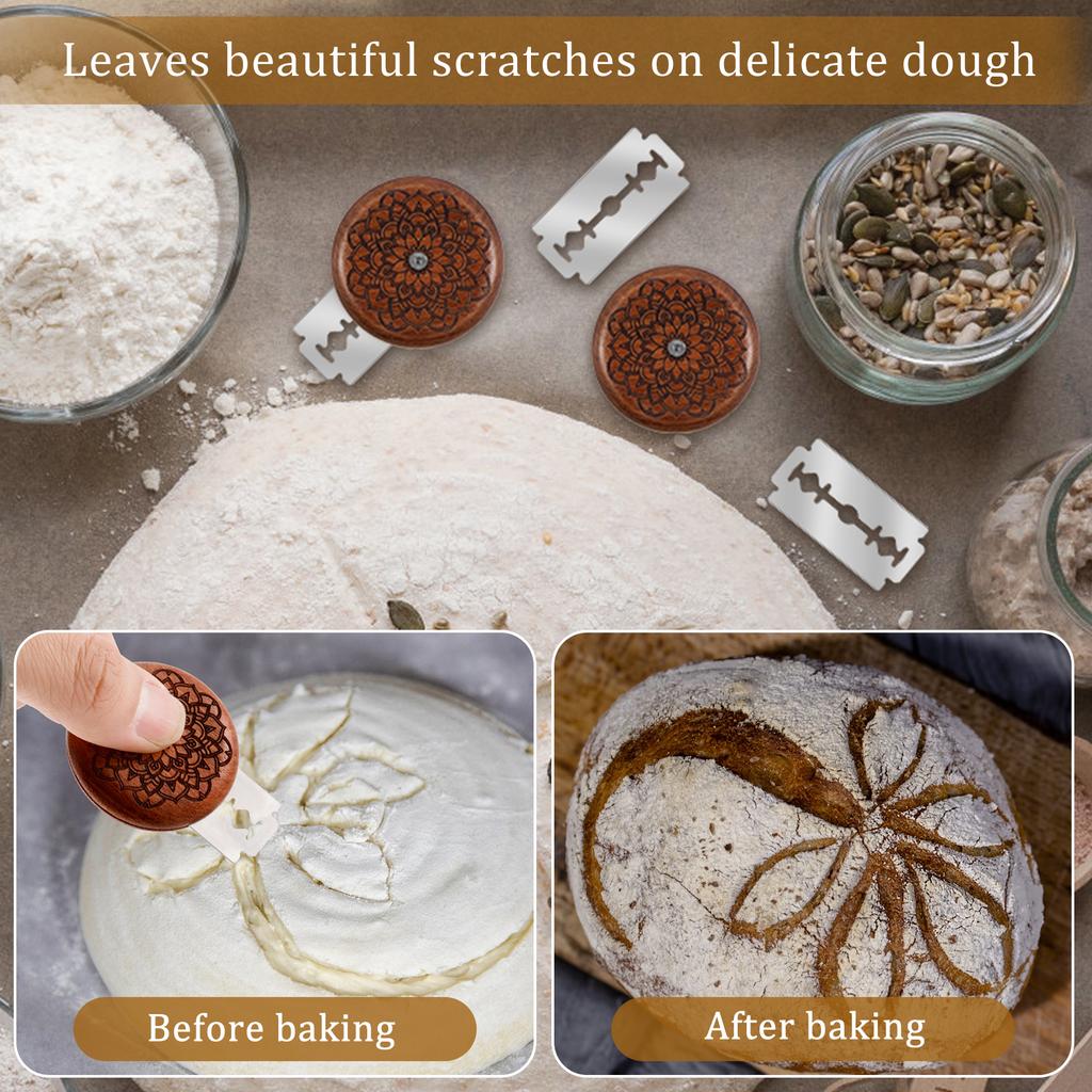 Teigschneider Kompakter Brotschneider Teigschneider 5cm Holz Sauerteig-Brotschneider mit 10 Edelstahlklingen