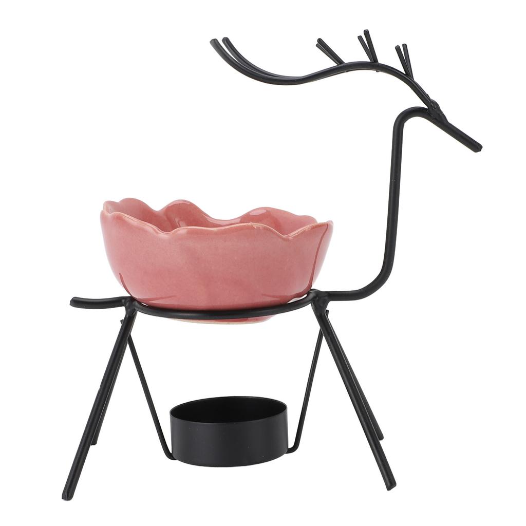 Pink Deer Iron Art Aromatherapy Burner Set Metal Essential Oil Burner Candle Holder for Home and Off