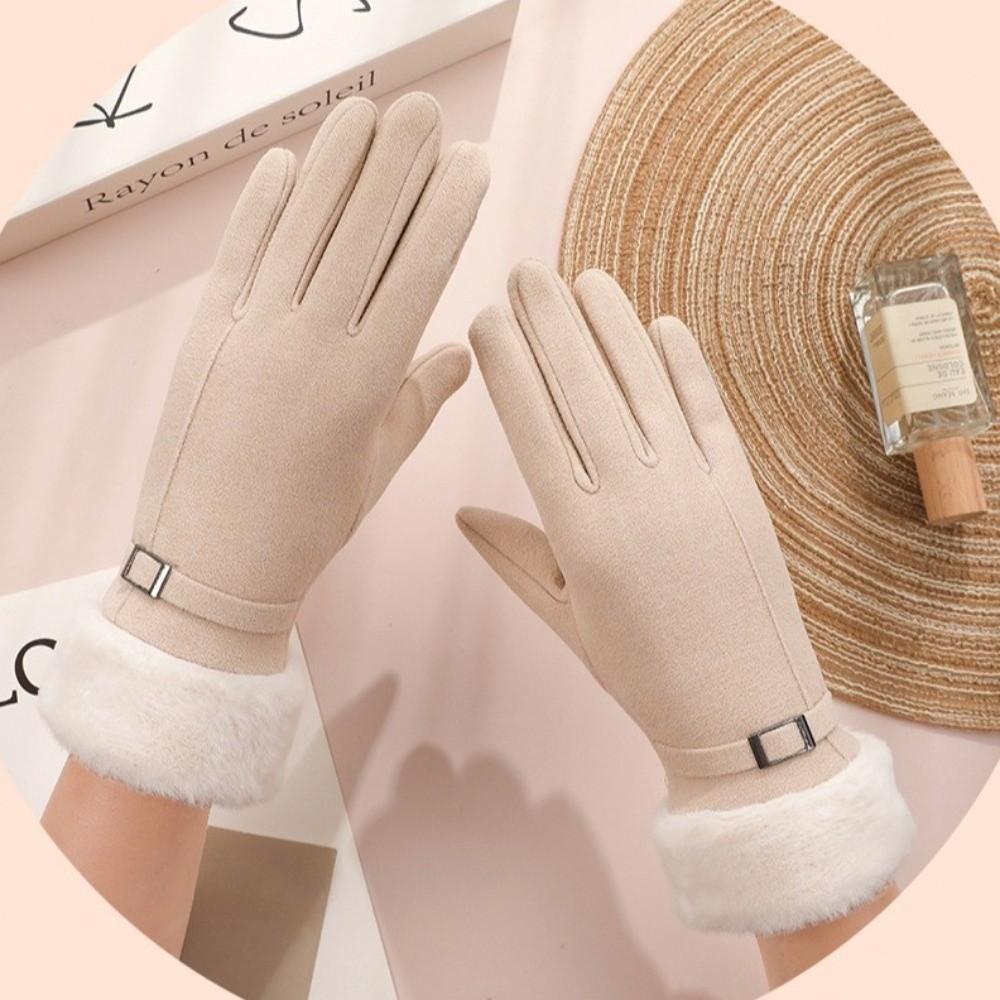 Plush Winter Gloves Touchable Screen Skiing Gloves New Full Finger Gloves  Women
